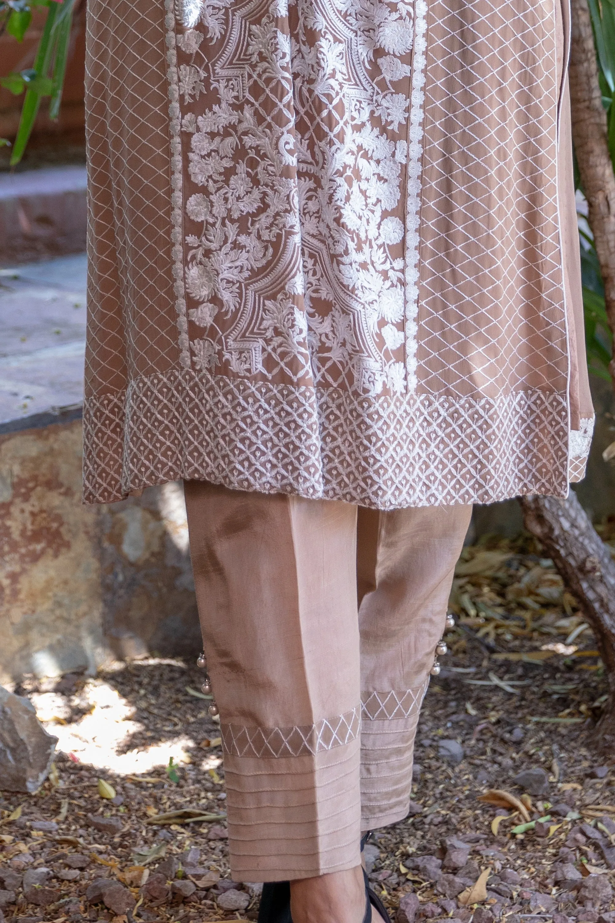 Tan Color Georgette Suit Salwar Kameez With Embroidery