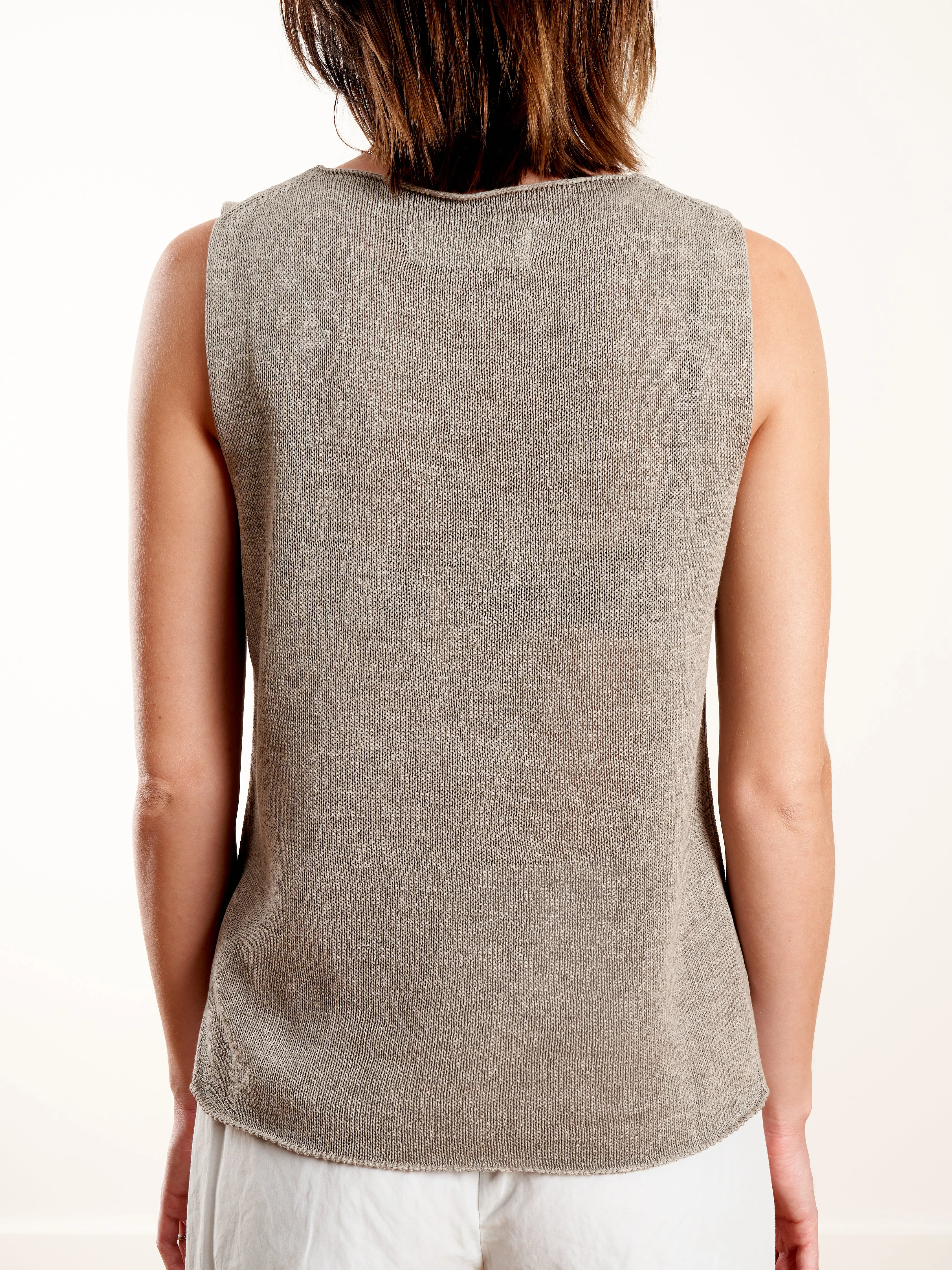 tape yarn sleeveless top - oyster