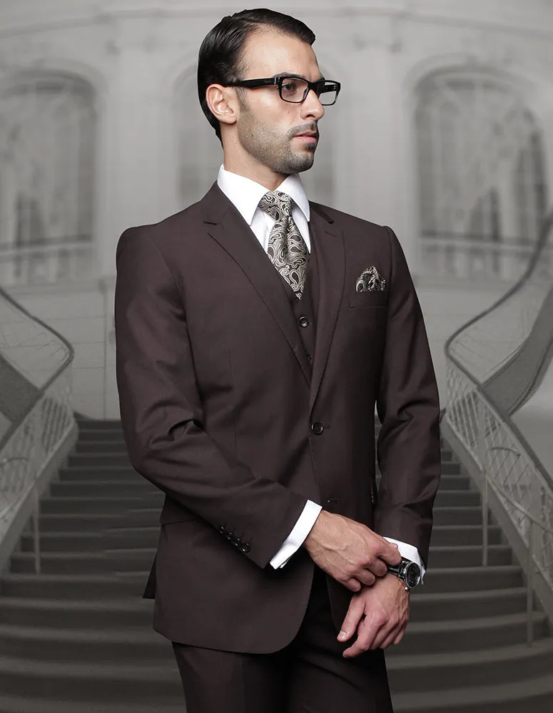 TAZZA BROWN BIG & TALL REGULAR FIT 3 PC SUIT