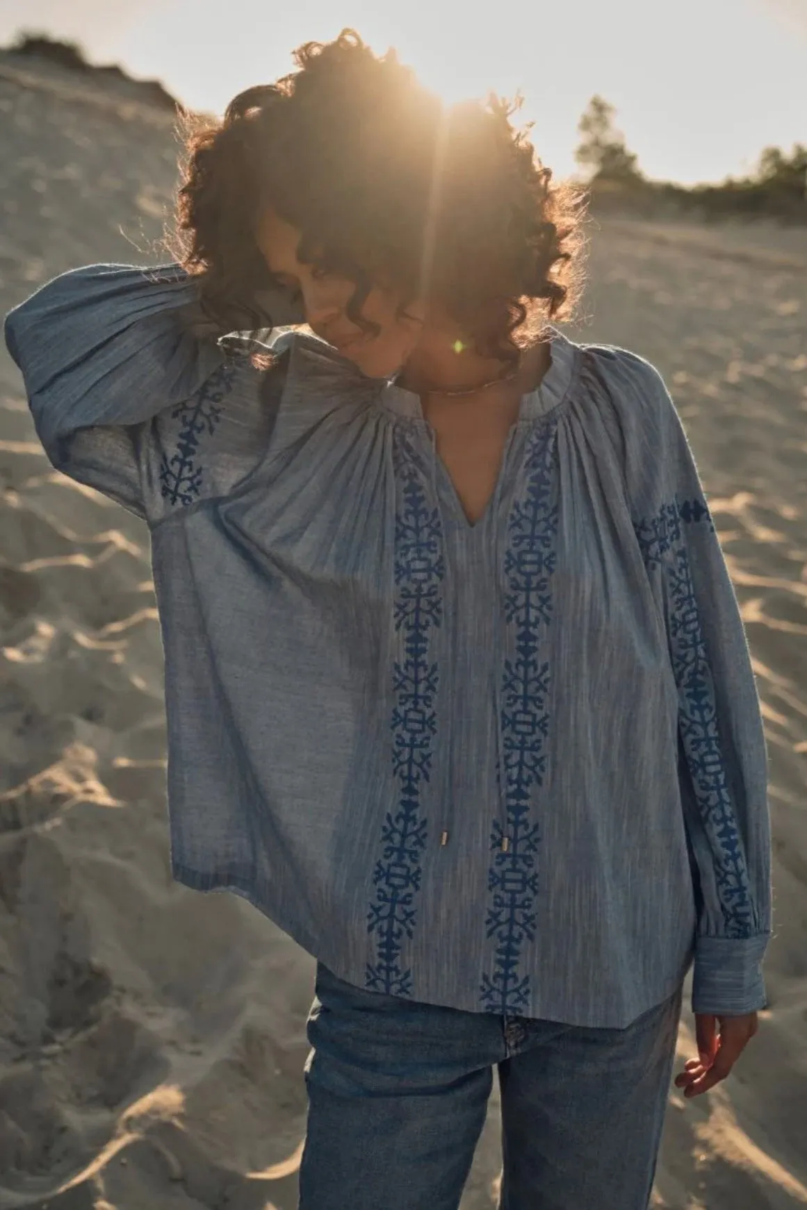 Tessa Embroidery Shirt Burnt Olive