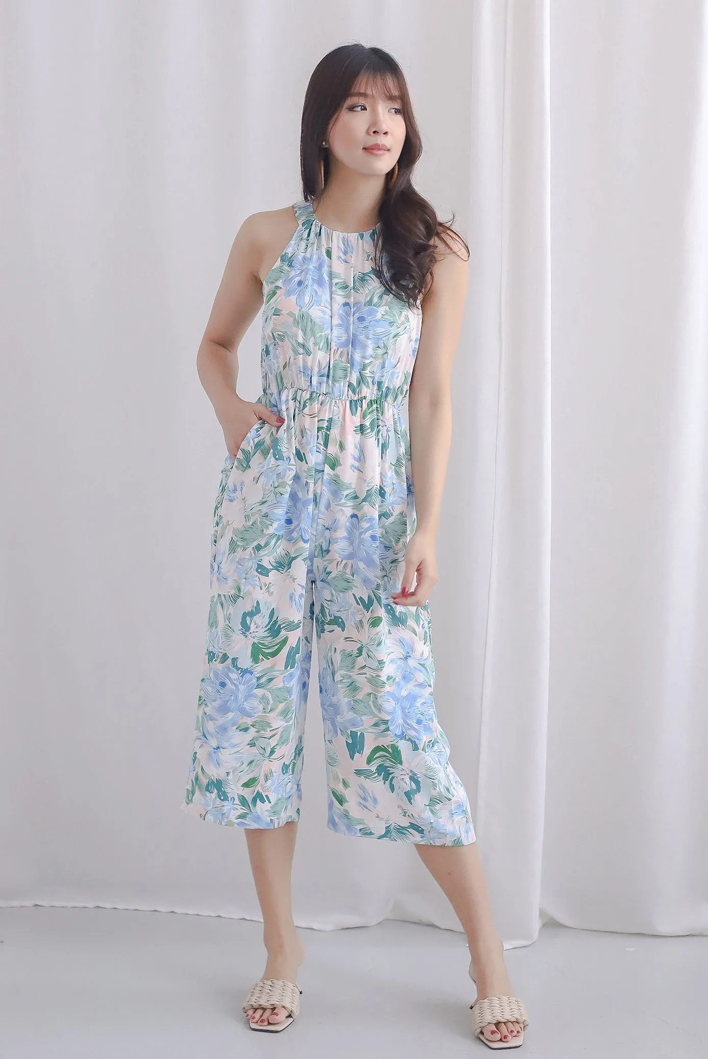 Teya Halter Jumpsuit In Blue