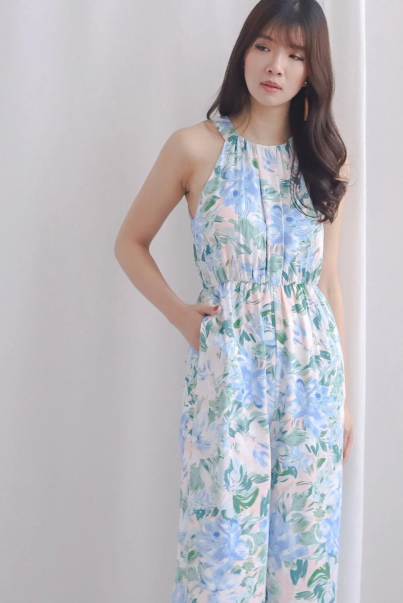 Teya Halter Jumpsuit In Blue