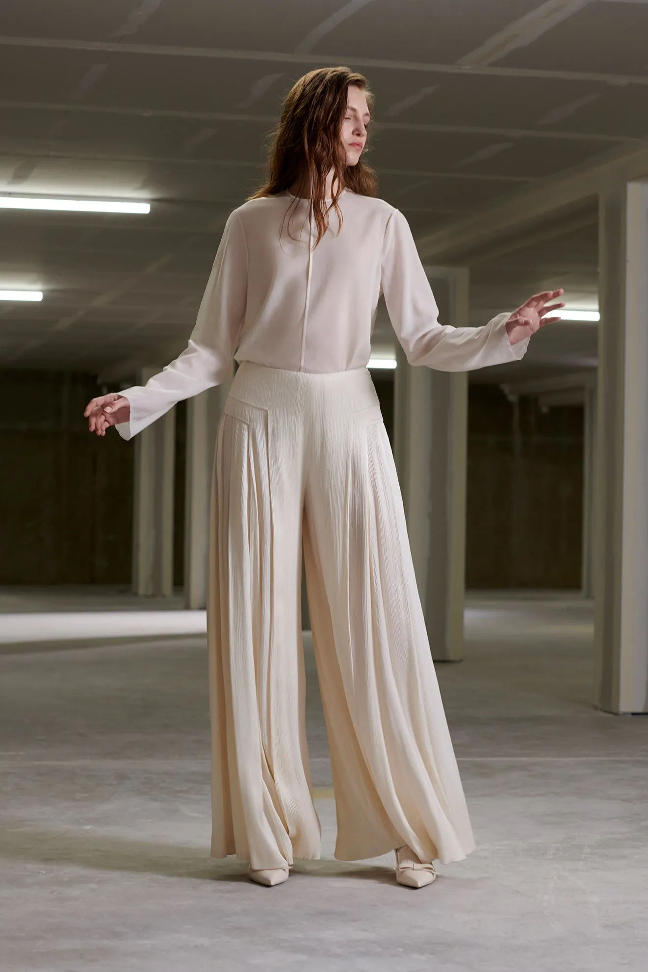 The 10th Anniversary Pleated Pant in Satin Crepon