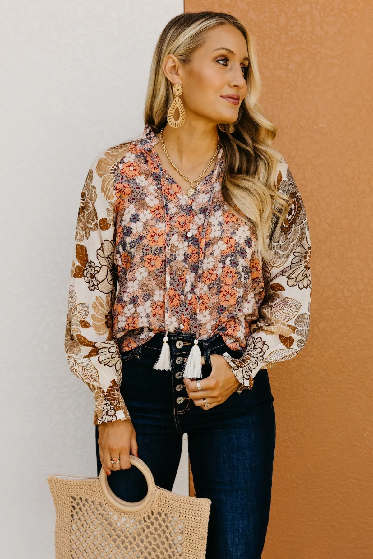 The Aurielia Mix Print Peasant Blouse