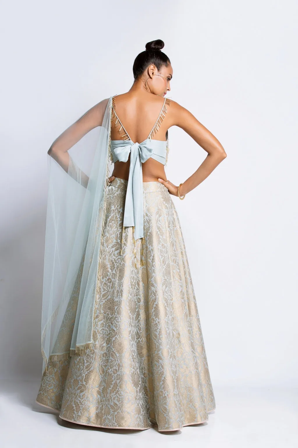 The Powder Blue Brocade Lehenga