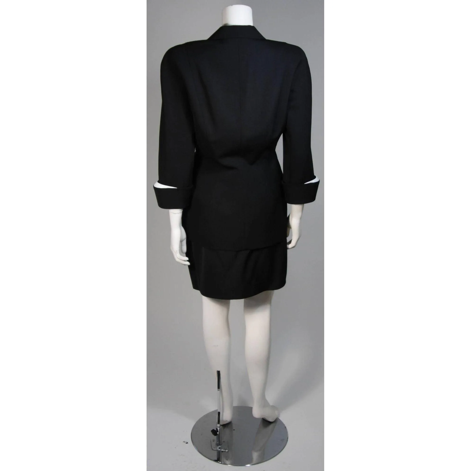 THIERRY MUGLER Black & White Skirt Suit Set | Size 42