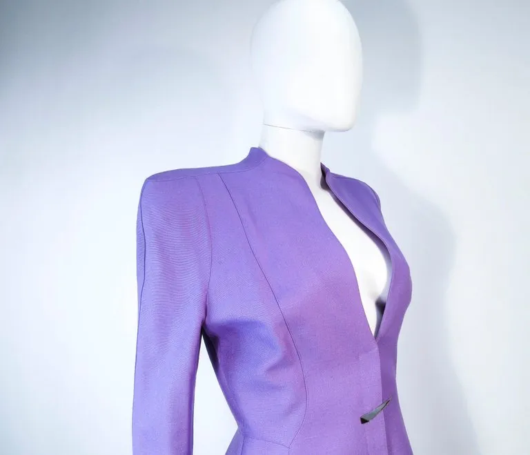 THIERRY MUGLER Lavender 2 pc Abstract Closure Skirt Suit Size 42