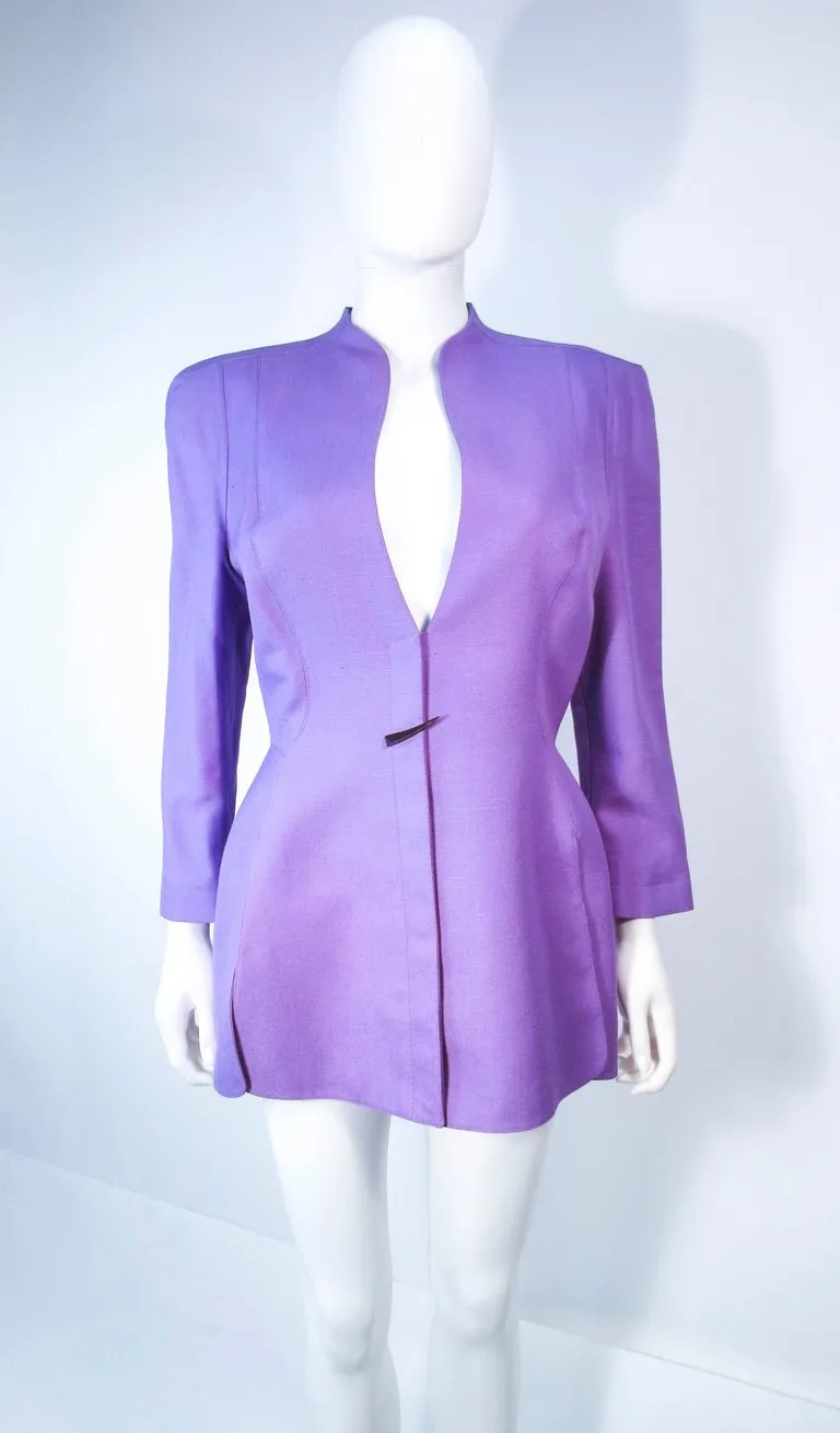 THIERRY MUGLER Lavender 2 pc Abstract Closure Skirt Suit Size 42