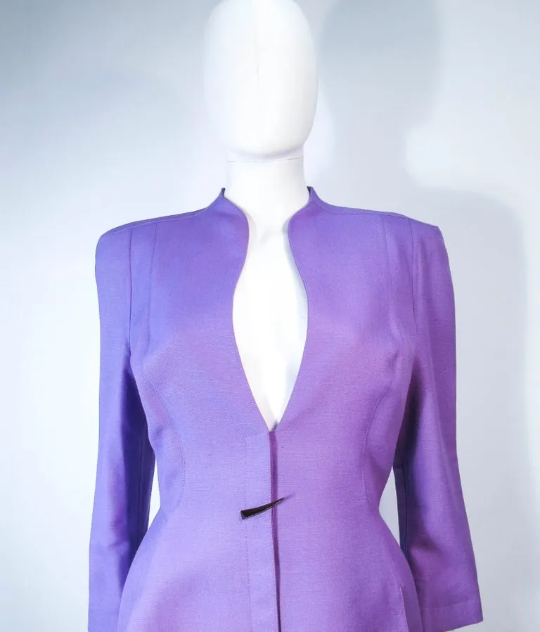 THIERRY MUGLER Lavender 2 pc Abstract Closure Skirt Suit Size 42