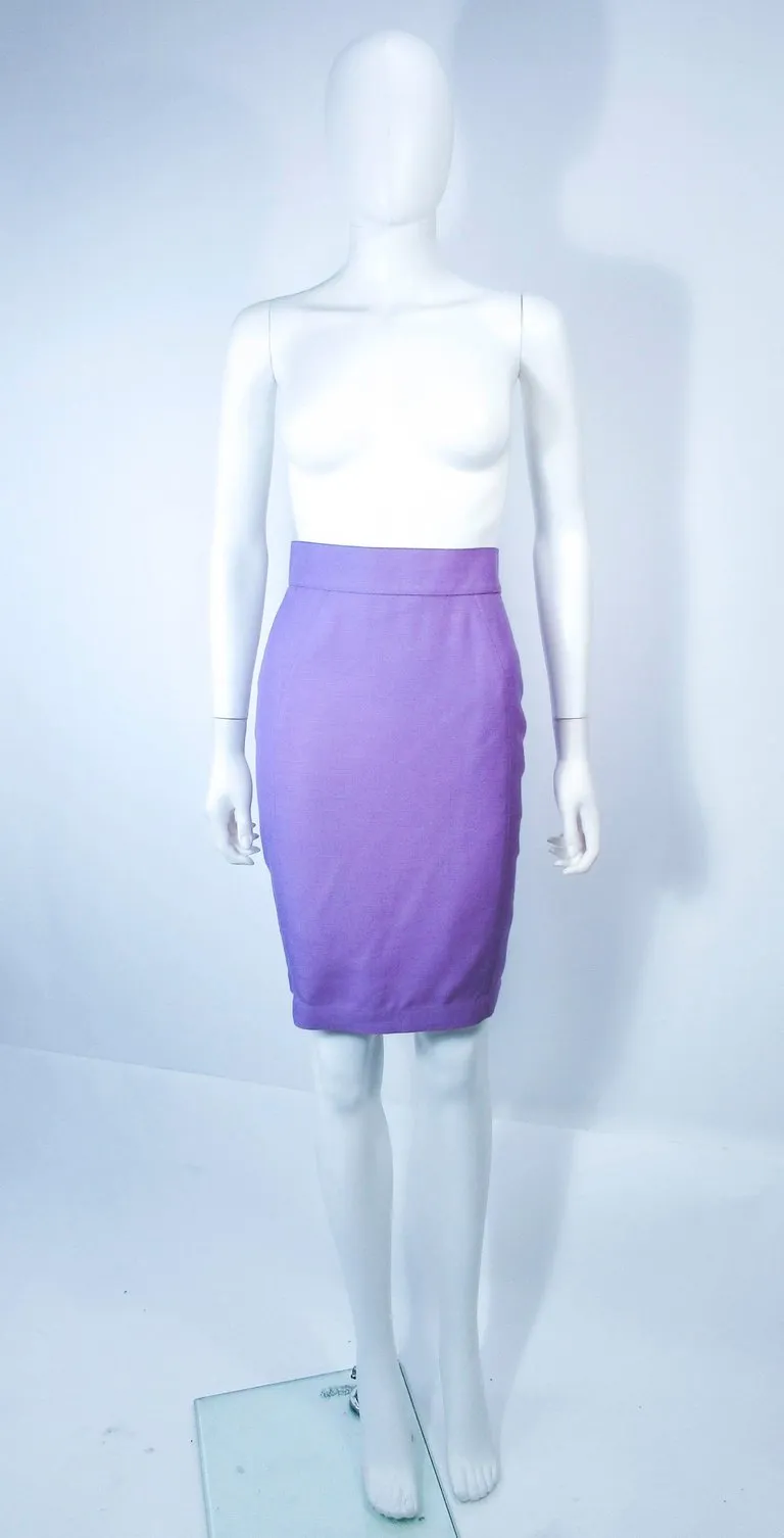 THIERRY MUGLER Lavender 2 pc Abstract Closure Skirt Suit Size 42