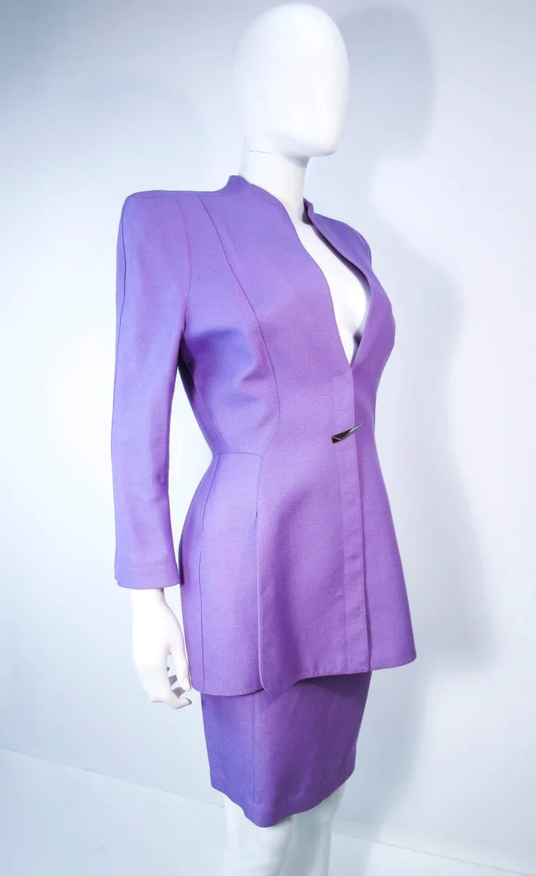 THIERRY MUGLER Lavender 2 pc Abstract Closure Skirt Suit Size 42