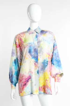Tie-Dye Pixel Printed Blouse