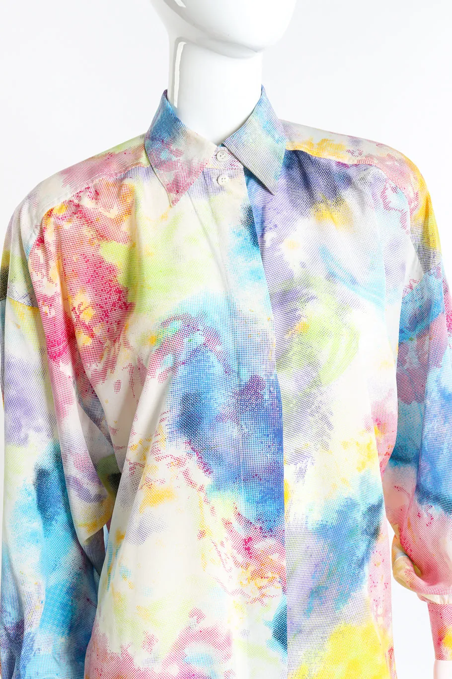 Tie-Dye Pixel Printed Blouse