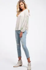 Tie-Dye Sleeve Knit Top