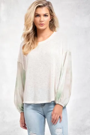 Tie-Dye Sleeve Knit Top