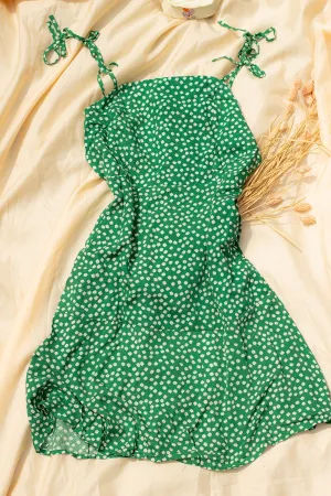 Tie Shoulder Micro Floral Print Day Dress