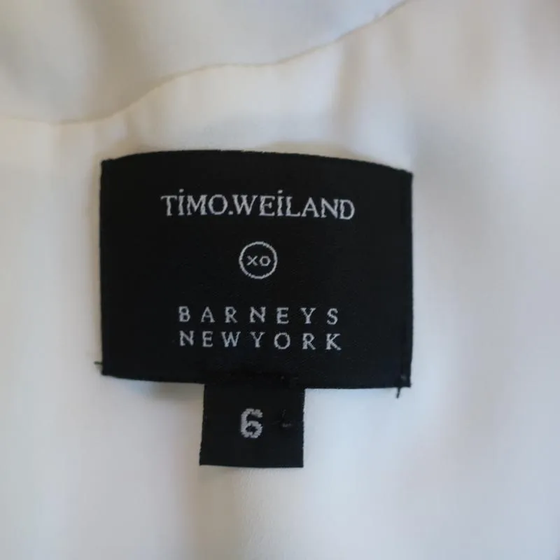 Timo Weiland Peplum Top White Pleated Georgette Size 6 Sleeveless Blouse