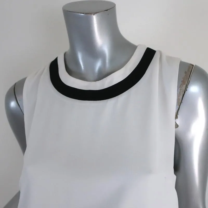 Timo Weiland Peplum Top White Pleated Georgette Size 6 Sleeveless Blouse