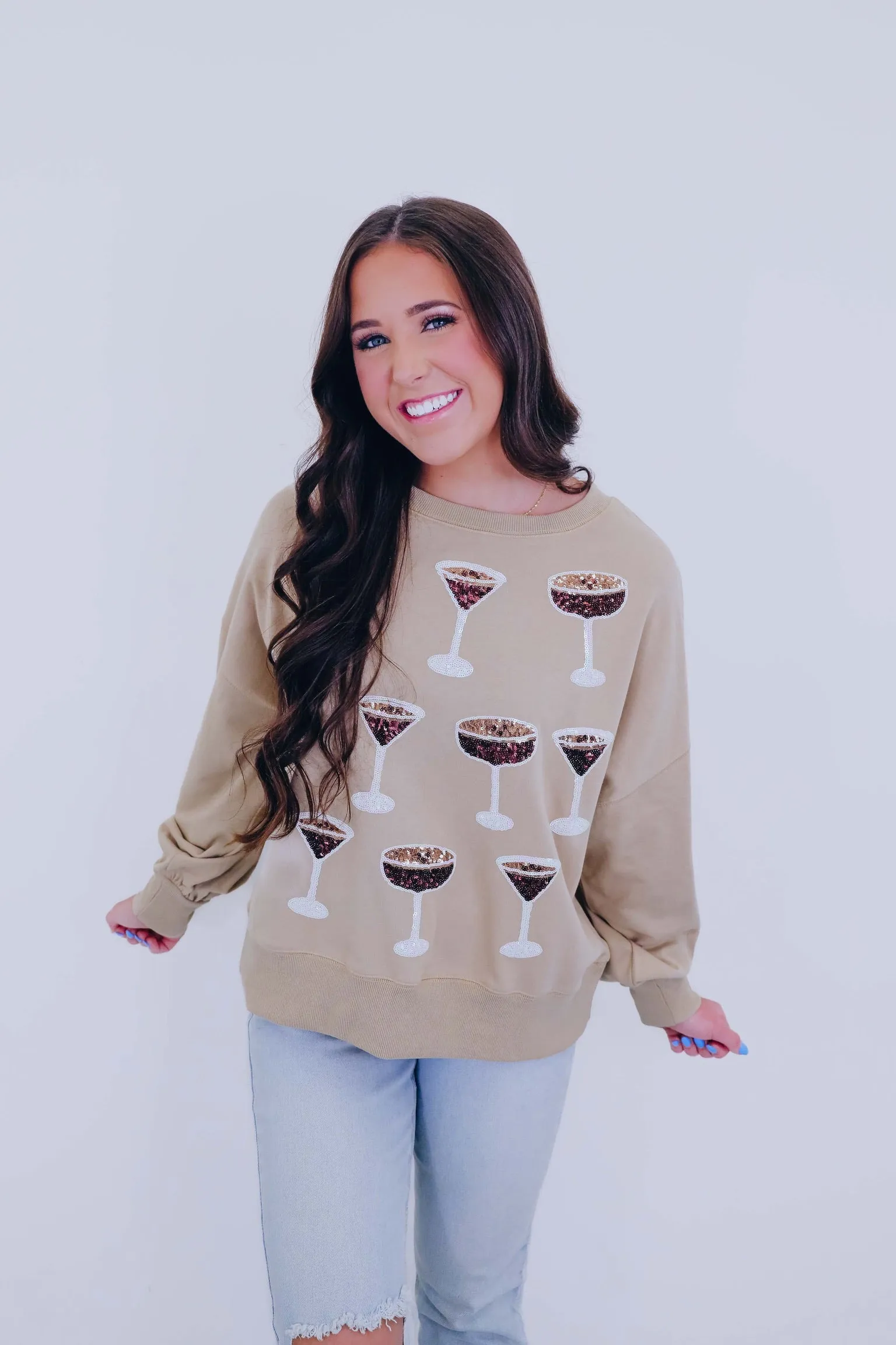 Tipsy Tini Sequin Sweatshirt - 2 Colors