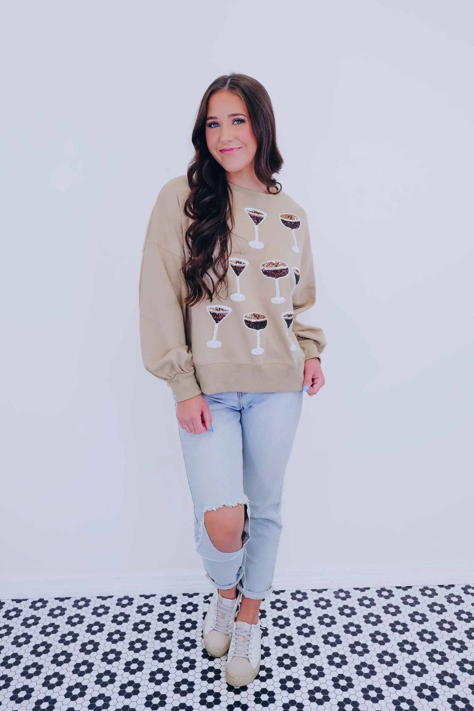 Tipsy Tini Sequin Sweatshirt - 2 Colors