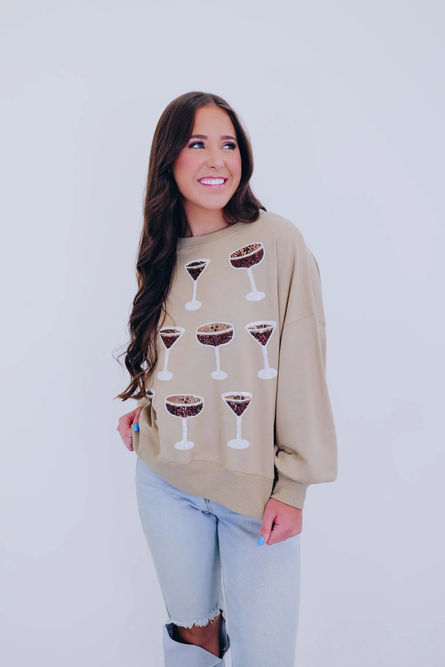 Tipsy Tini Sequin Sweatshirt - 2 Colors