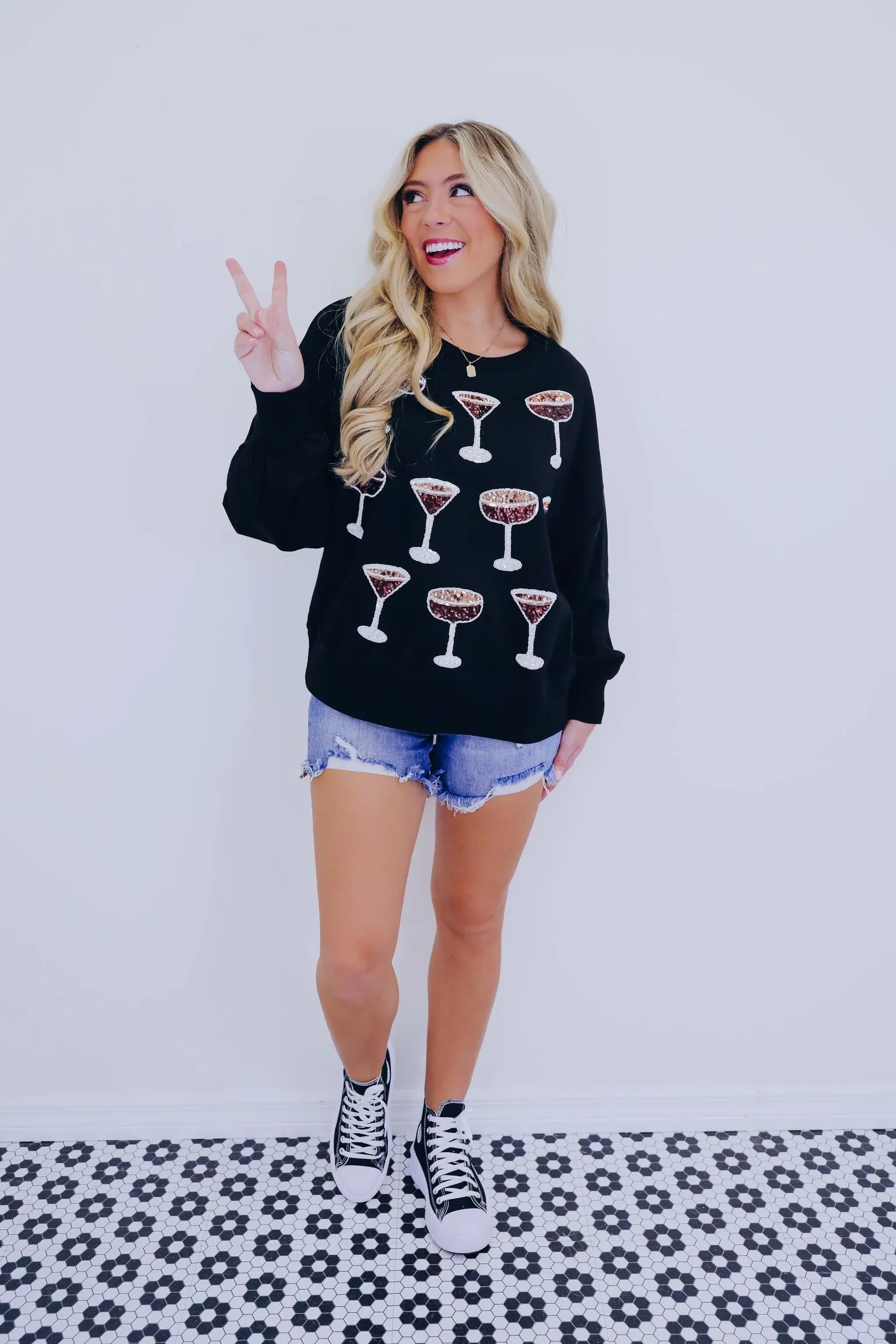 Tipsy Tini Sequin Sweatshirt - 2 Colors