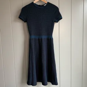TORY BURCH Knit A-line Dress Navy Blue Cap Sleeve Knee Length Size US XS