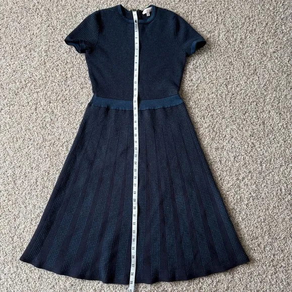 TORY BURCH Knit A-line Dress Navy Blue Cap Sleeve Knee Length Size US XS