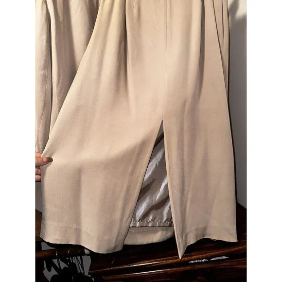 Travis Ayers Women's Quilted Collar Taupe Camel 2 Piece Jacket Skirt Suit Sz 16W
