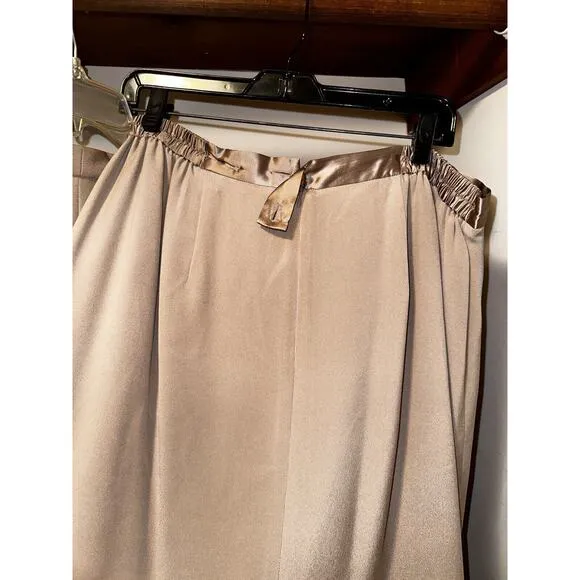 Travis Ayers Women's Quilted Collar Taupe Camel 2 Piece Jacket Skirt Suit Sz 16W