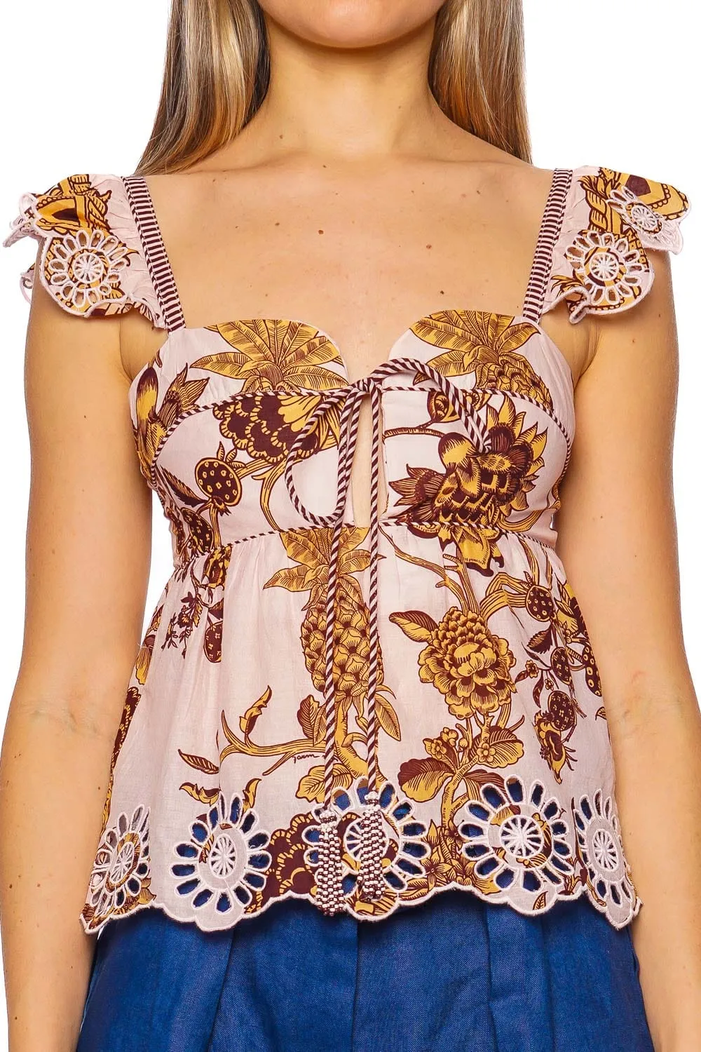 Tropical Landing Cotton Eyelet Blouse
