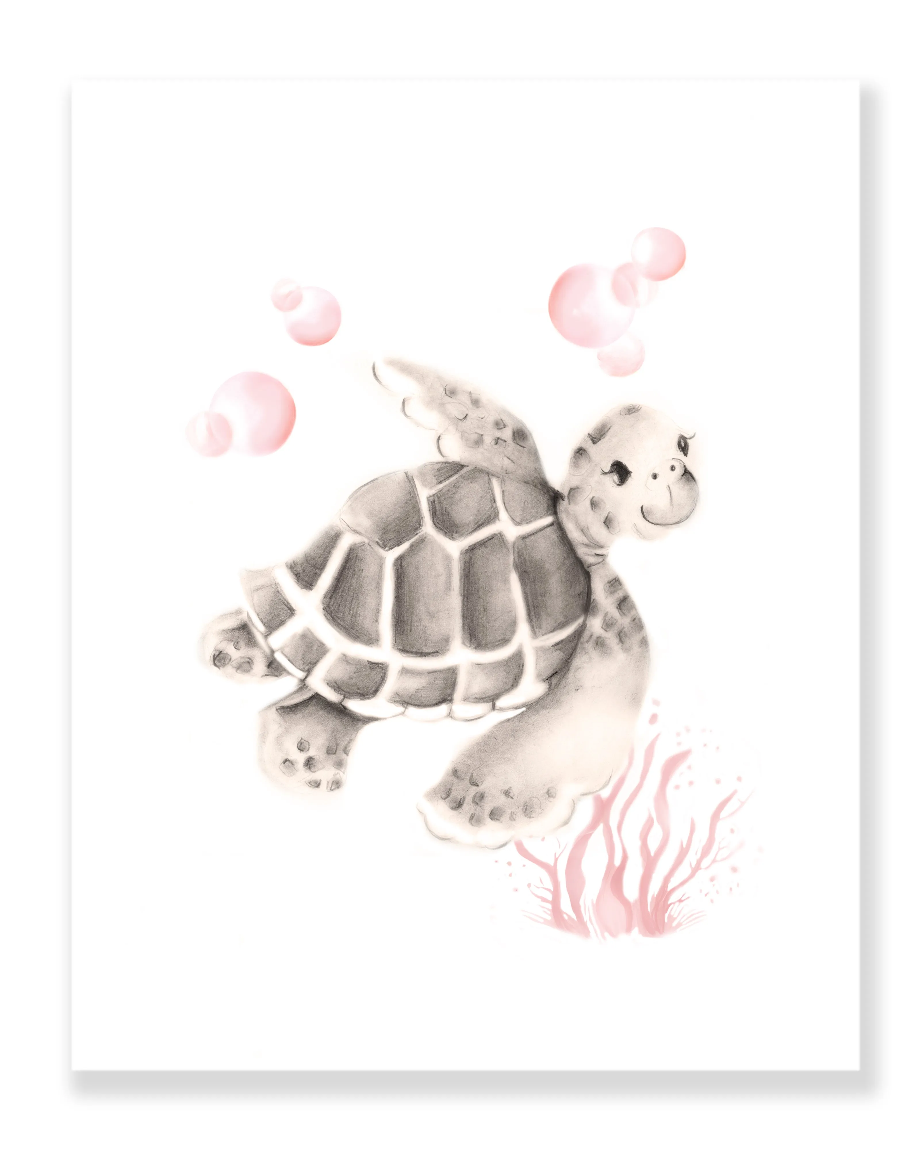 Turtle Nursery Art Print - Sweet Blush