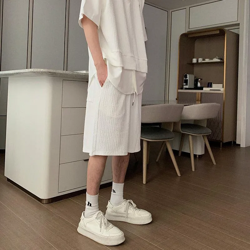Two-Piece Pleated Shirt & Track Shorts