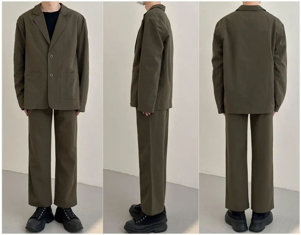 Two-Piece Set Elastic Collar Suit