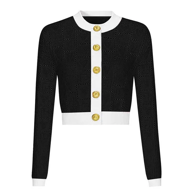 Two-Tone Knit Crop Top   Mini Skirt Suit With Cardigan Jacket 3 Pieces Set