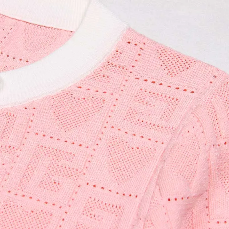 Two-Tone Knit Crop Top   Mini Skirt Suit With Cardigan Jacket 3 Pieces Set