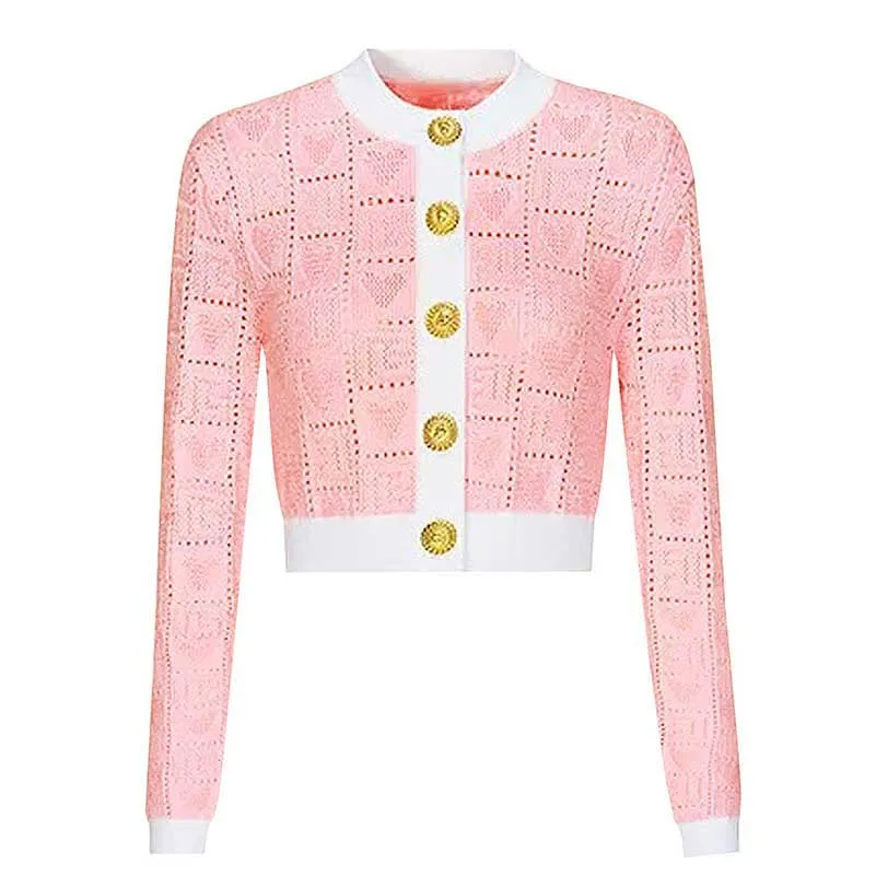 Two-Tone Knit Crop Top   Mini Skirt Suit With Cardigan Jacket 3 Pieces Set