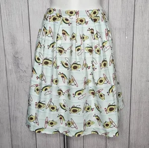 Unique Vintage Hula-Hooping Avocados Pleat Front Skirt with POCKETS, sz 14