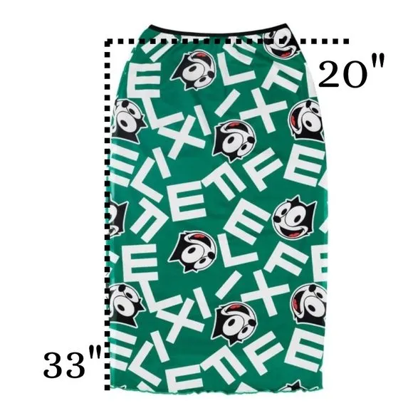 Universal Studios Straight Skirt Women's L Green Felix The Cat Graphic Midi New