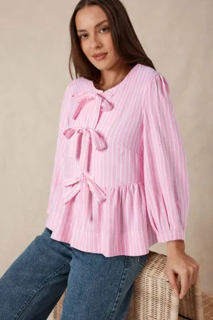 Valerie Bow Striped Blouse