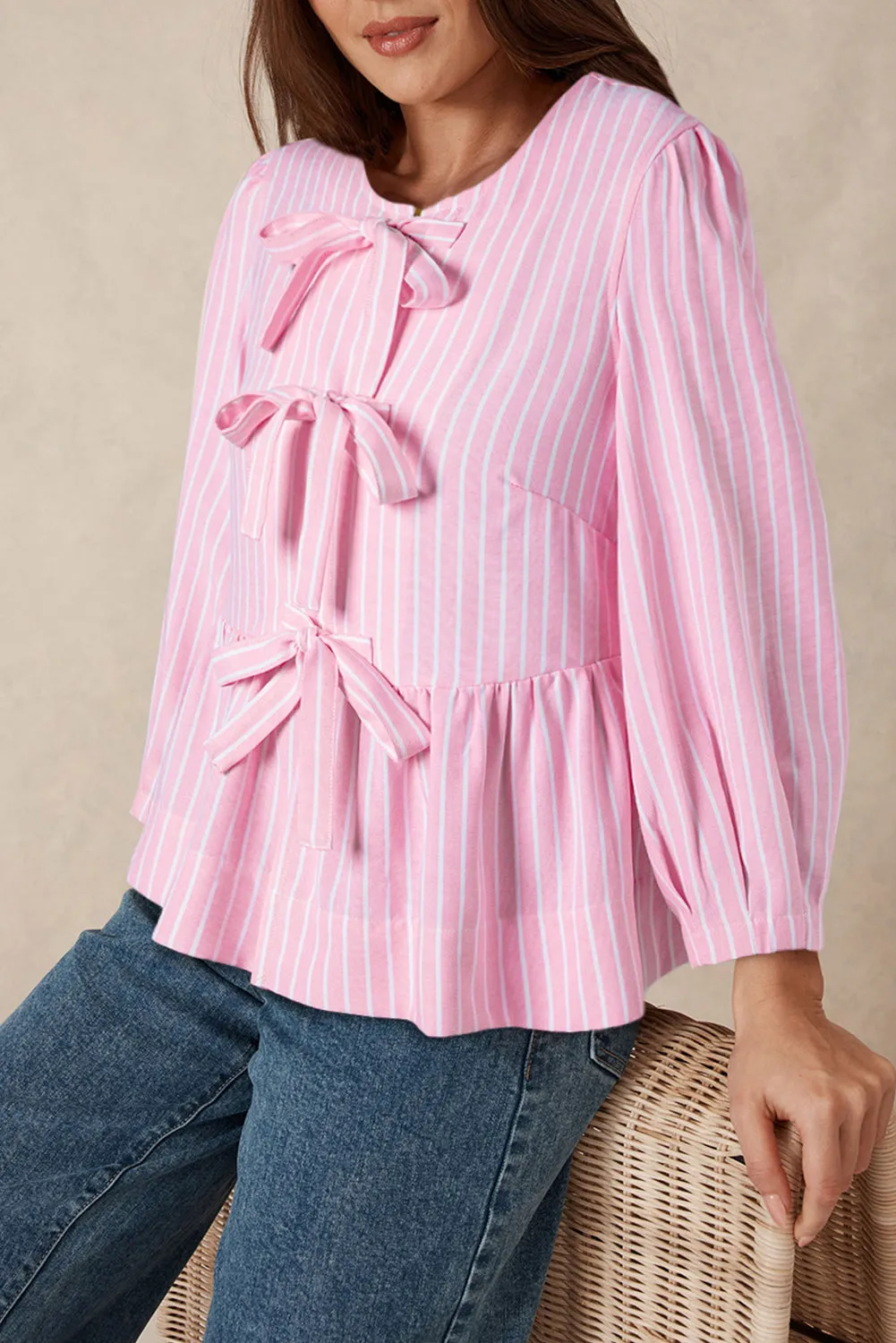 Valerie Bow Striped Blouse
