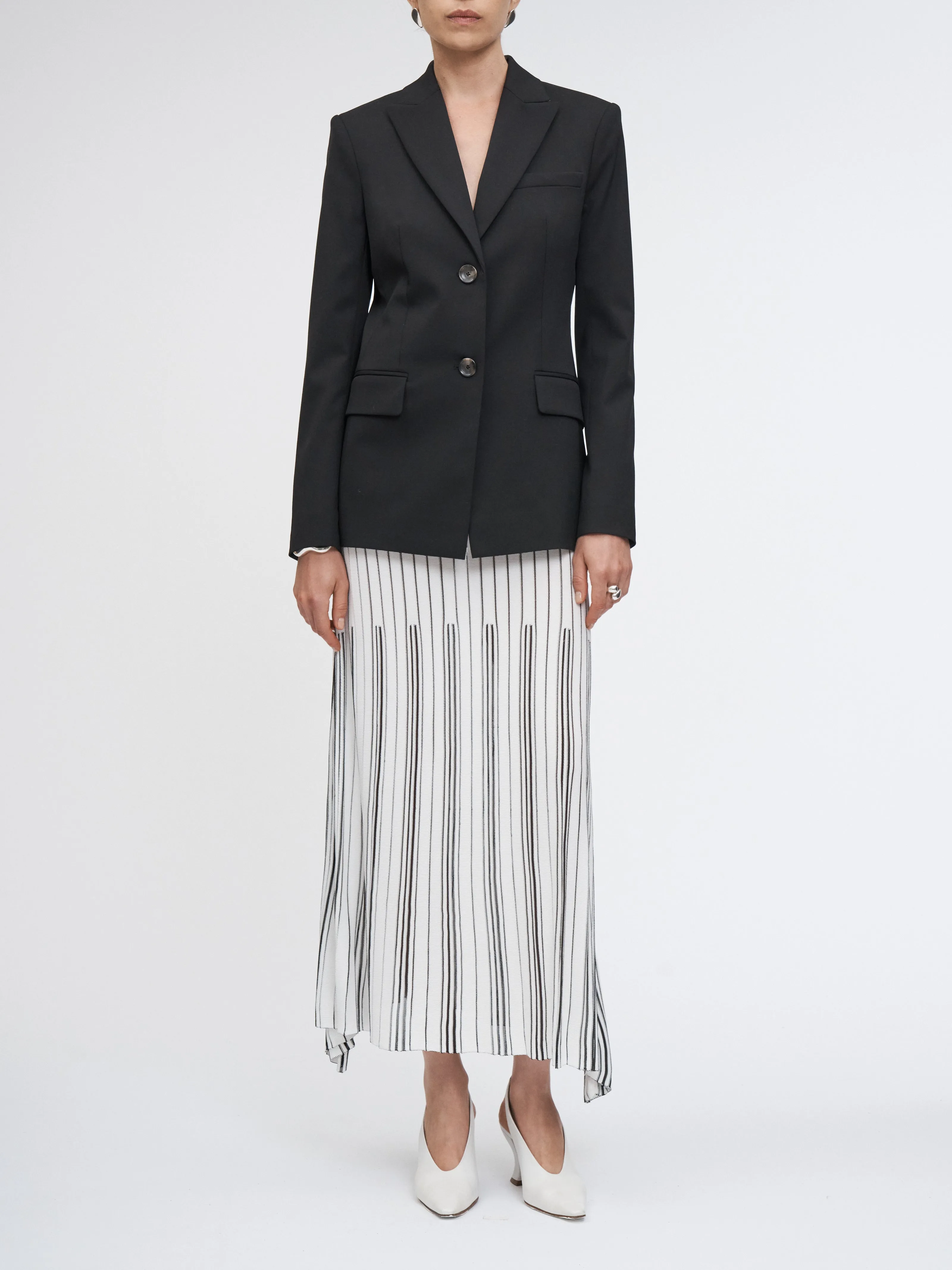Variegated Pleat Skirt in Off-White