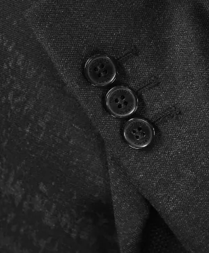VERSACE COLLECTION - Abstract Textured Black & Gray Runway Melange Slim Suit  - 36R