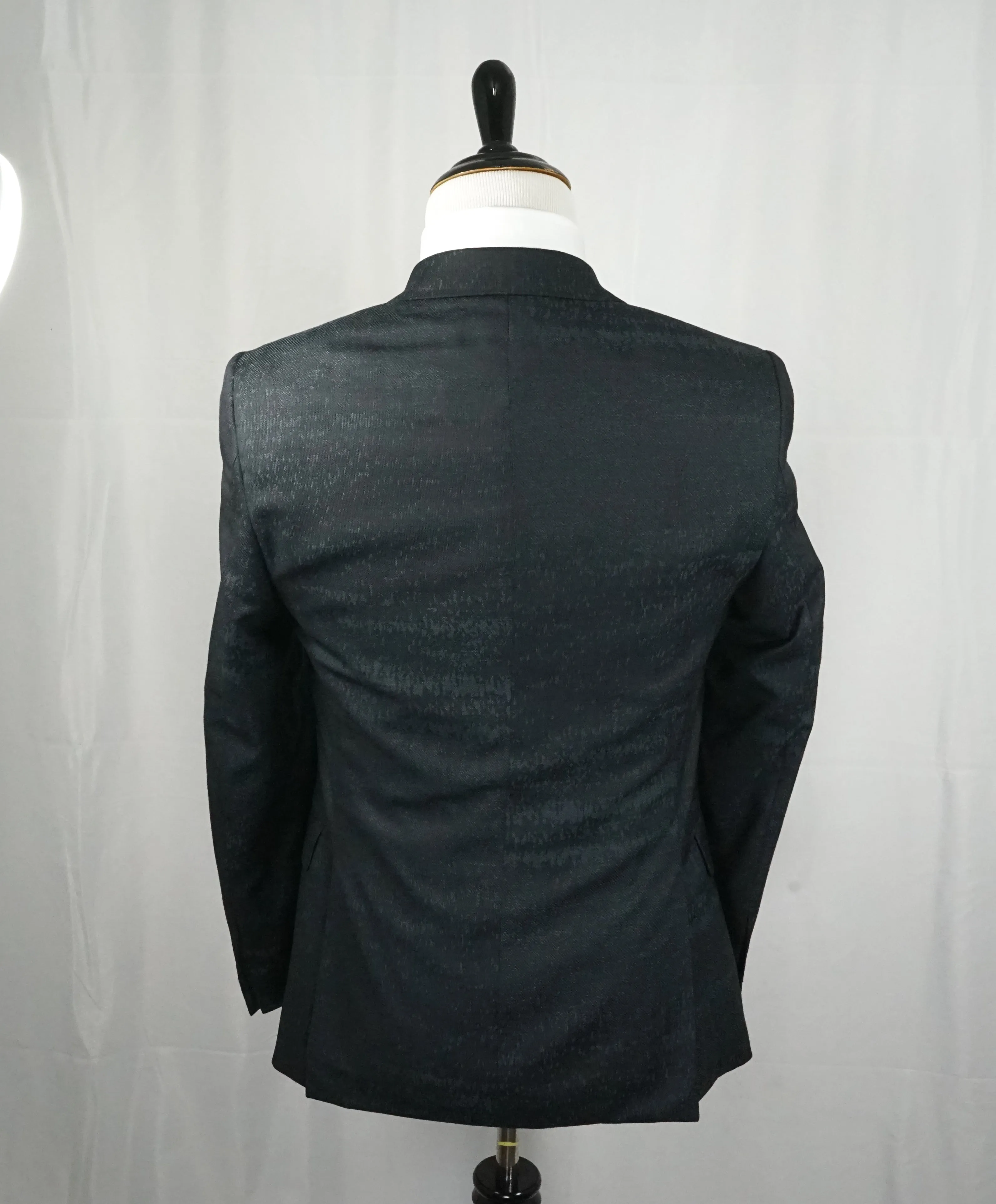 VERSACE COLLECTION - Abstract Textured Jade & Gray Runway Melange Slim Suit - 36R