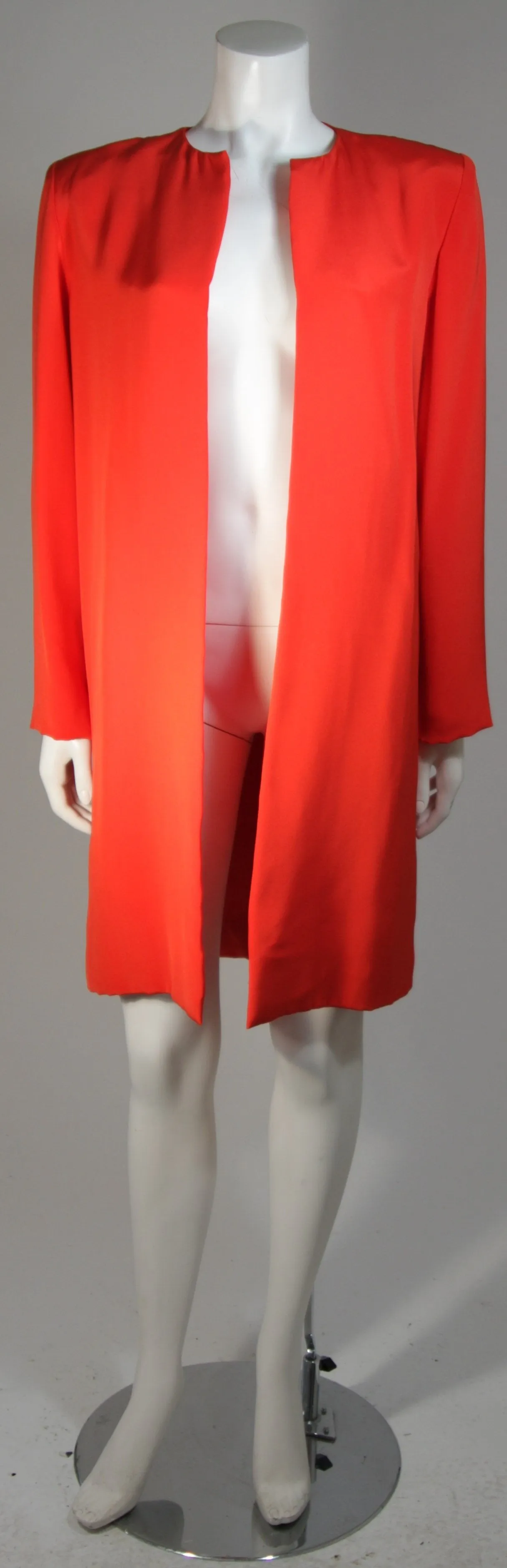 VICKY TIEL Orange Silk Skirt Suit Size Small