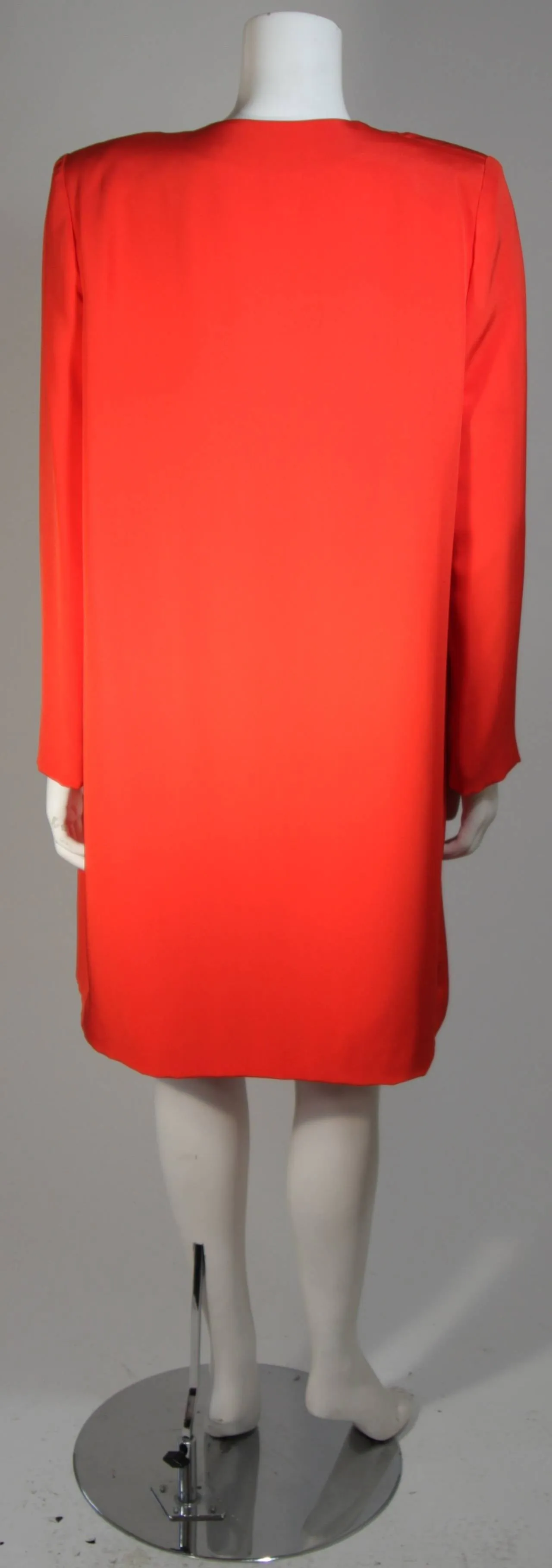 VICKY TIEL Orange Silk Skirt Suit Size Small