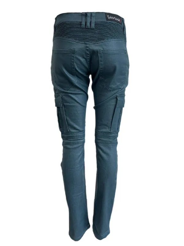 Vin Touir Women's Teal Ribbed Biker Slim Jeans Size 30 NWT