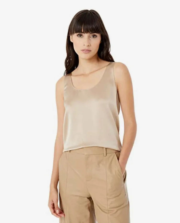 Vince Satin Tank in Sandollar