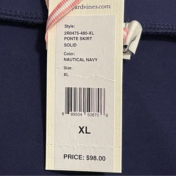 Vineyard Vines Ponte Nautical Navy Blue Skirt NWT Size XL