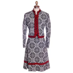Vintage Black & White Jacquard Dress/Jacket Saks 70s 35-29-36